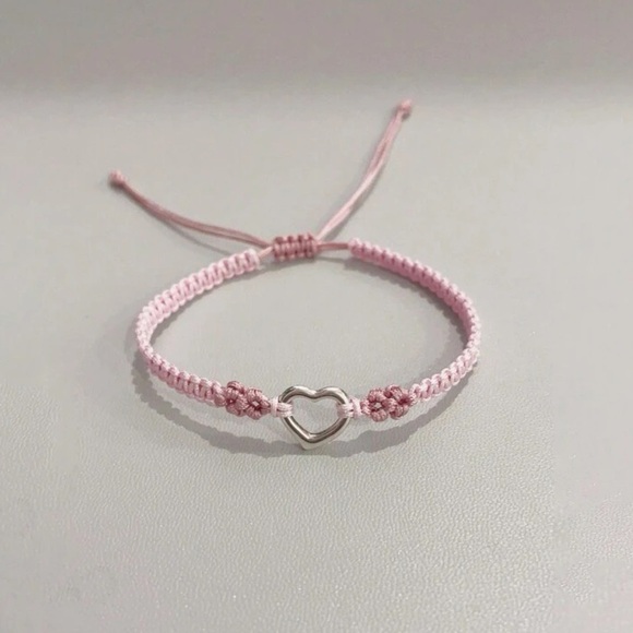 unavailable⚠️Clearance Pink Woven Heart Charm Bracelet - Picture 2 of 6